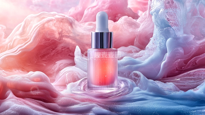 高清大图下载【趣麦麦图】精华液瓶在梦幻云朵中