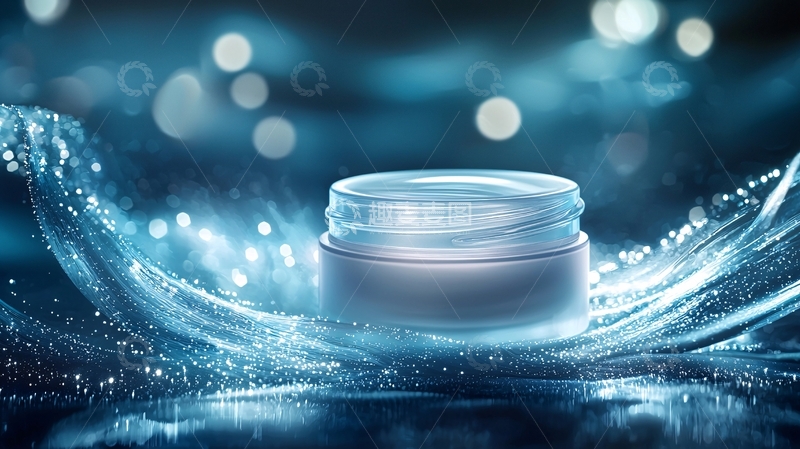 高清大图下载【趣麦麦图】蓝色水波纹上的面霜