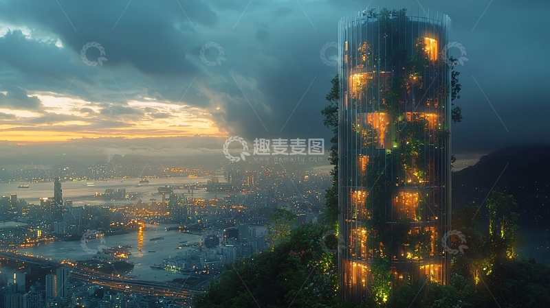 高清大图下载【趣麦麦图】未来都市生态塔