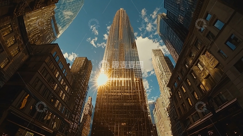 高清大图下载【趣麦麦图】纽约摩天大楼仰视