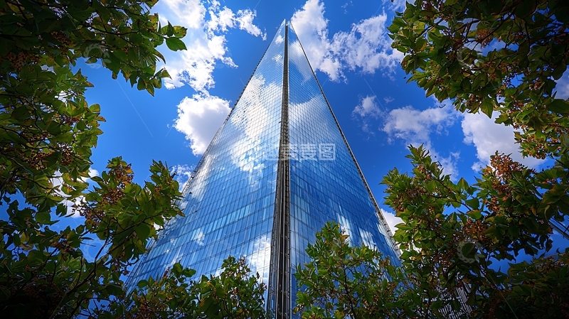 高清大图下载【趣麦麦图】树叶间透出的玻璃金字塔