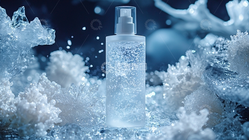 高清大图下载【趣麦麦图】透明瓶子冰雪环绕