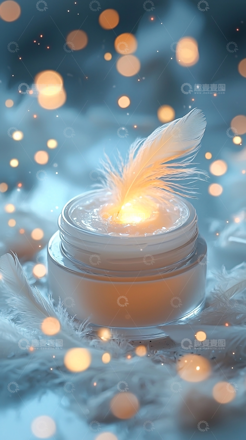 高清大图下载【趣麦麦图】奶油罐上的羽毛