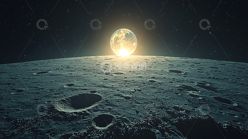 高清大图下载【趣麦麦图】月球表面日出景象