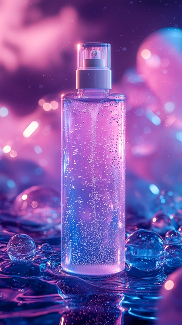 梦幻紫粉色液体喷雾瓶