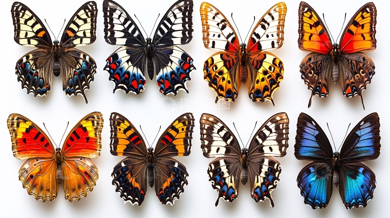 高清大图下载【趣麦麦图】彩色蝴蝶标本