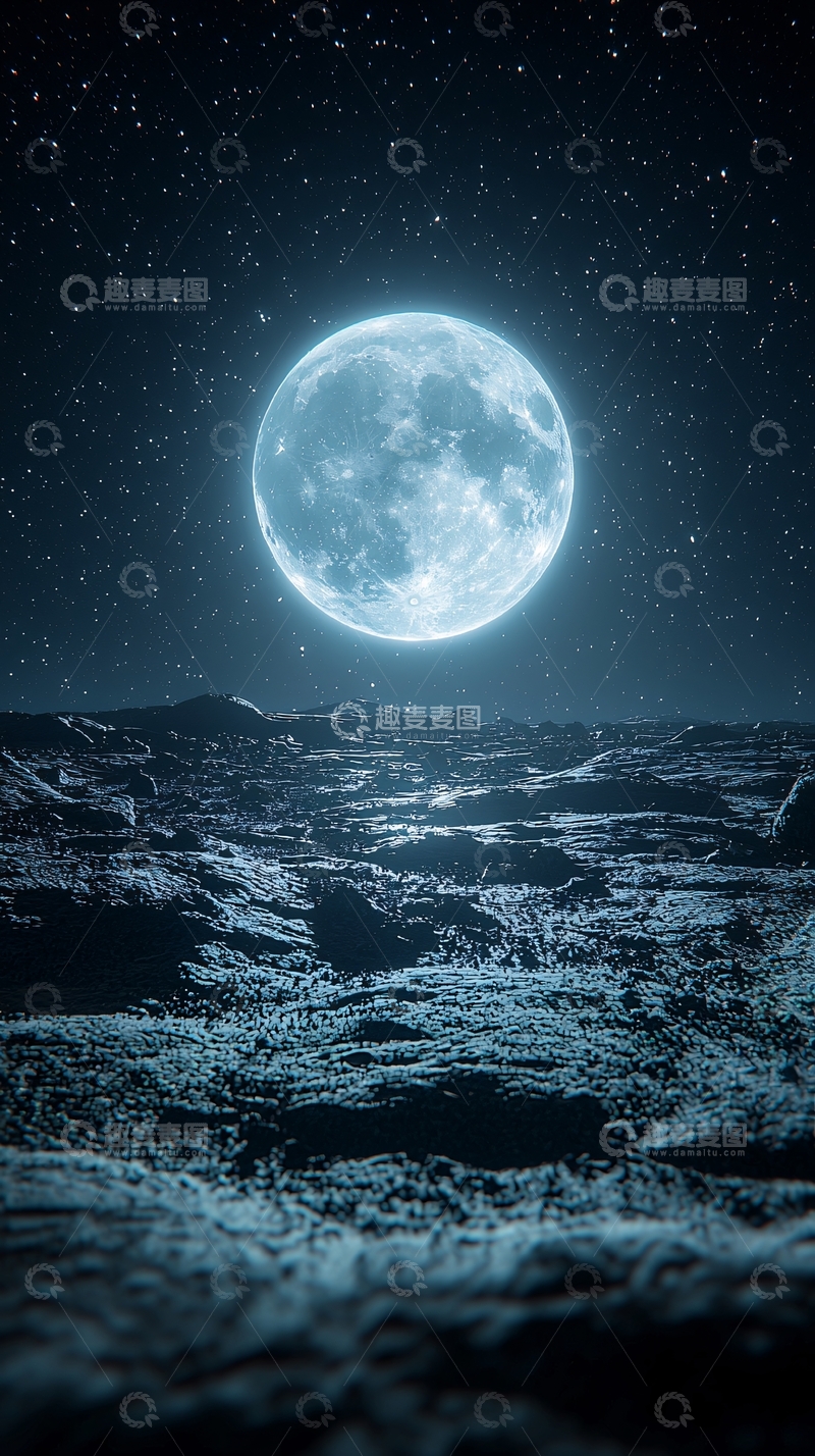 高清大图下载【趣麦麦图】月球表面夜景