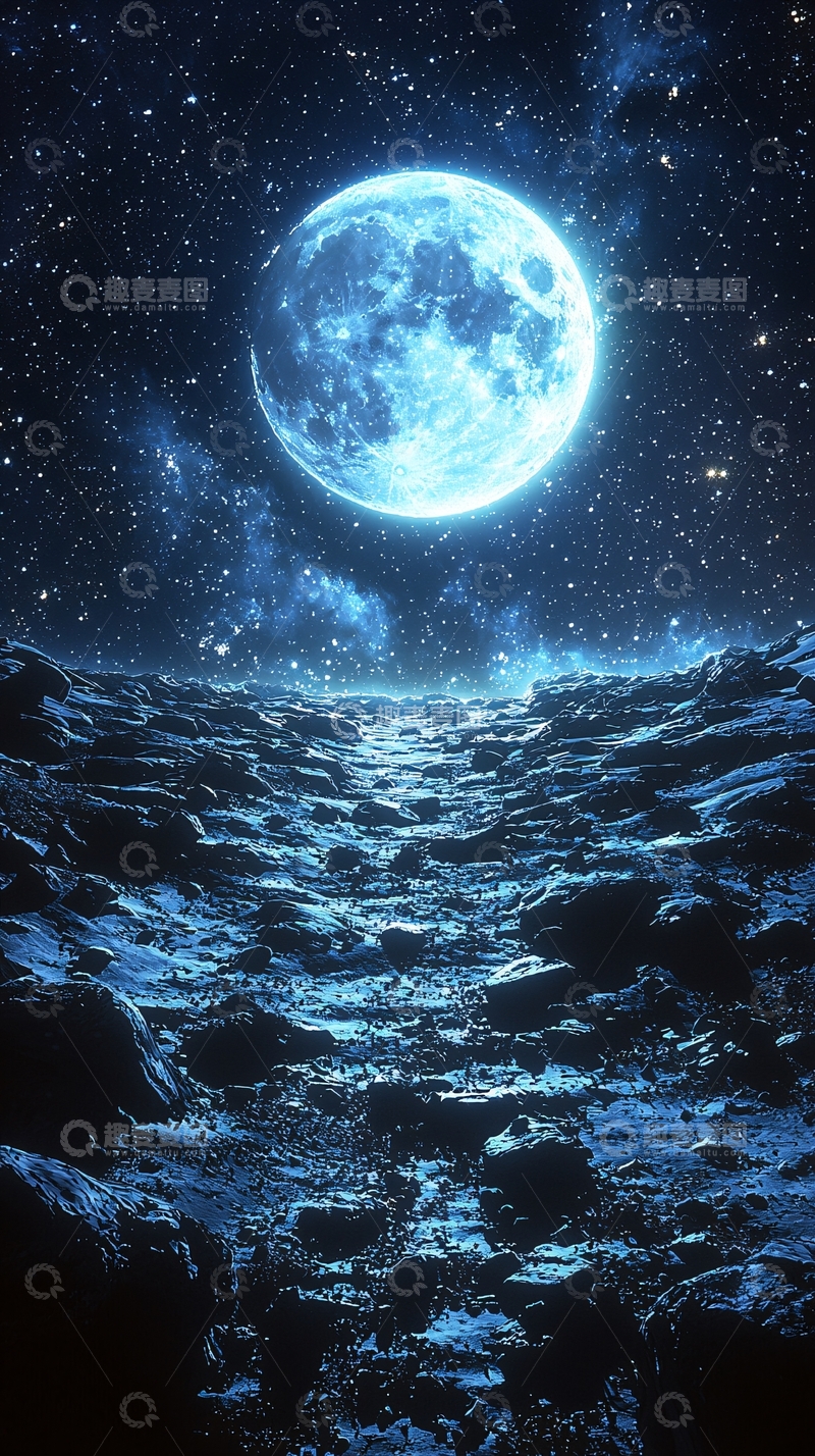 高清大图下载【趣麦麦图】蓝色星球月夜