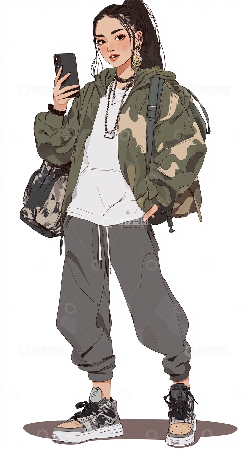 高清大图下载【趣麦麦图】时尚女生街拍