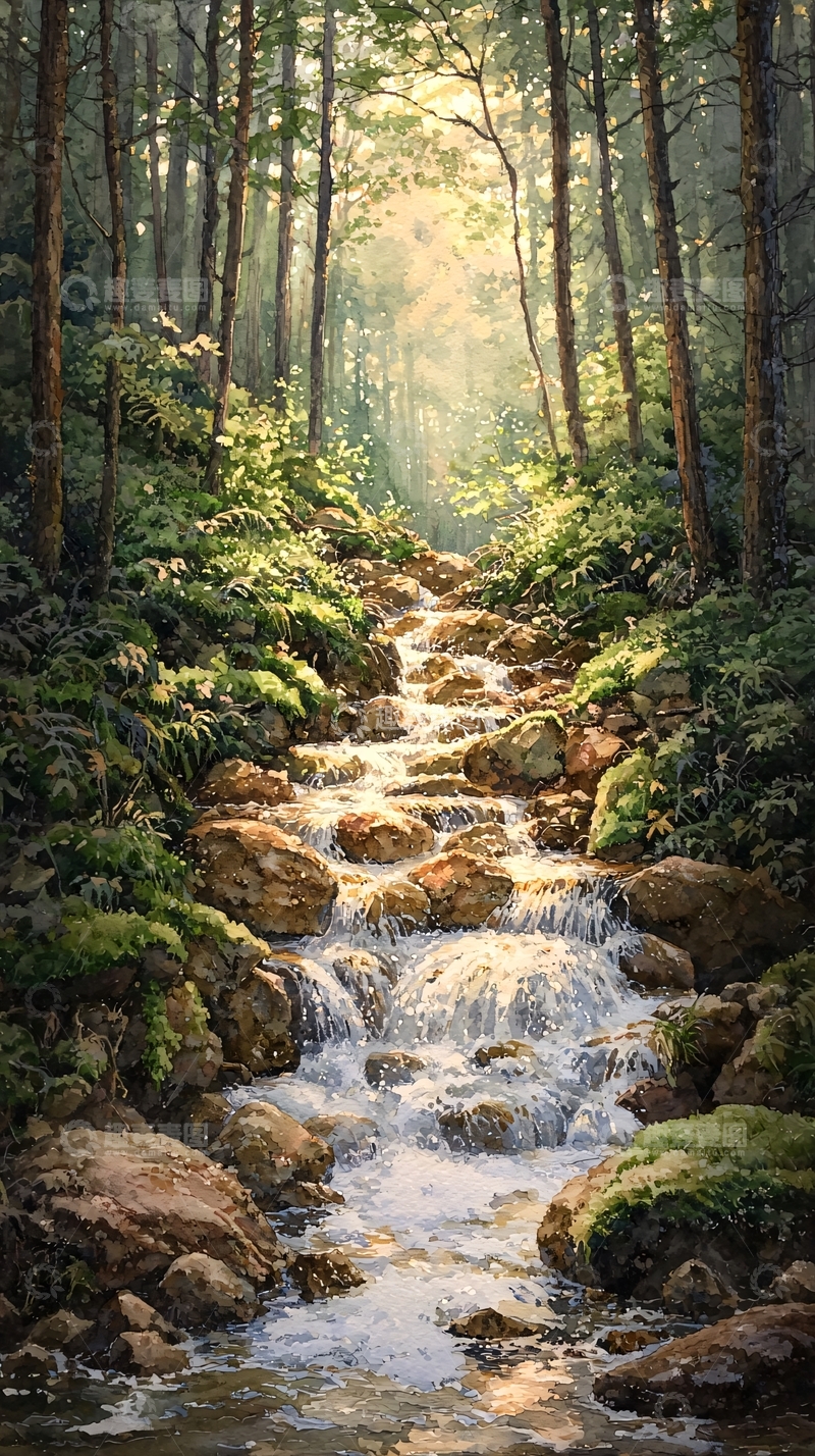 高清大图下载【趣麦麦图】森林小溪