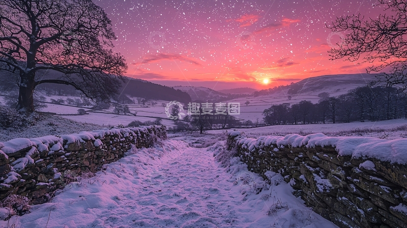 高清大图下载【趣麦麦图】雪地小路