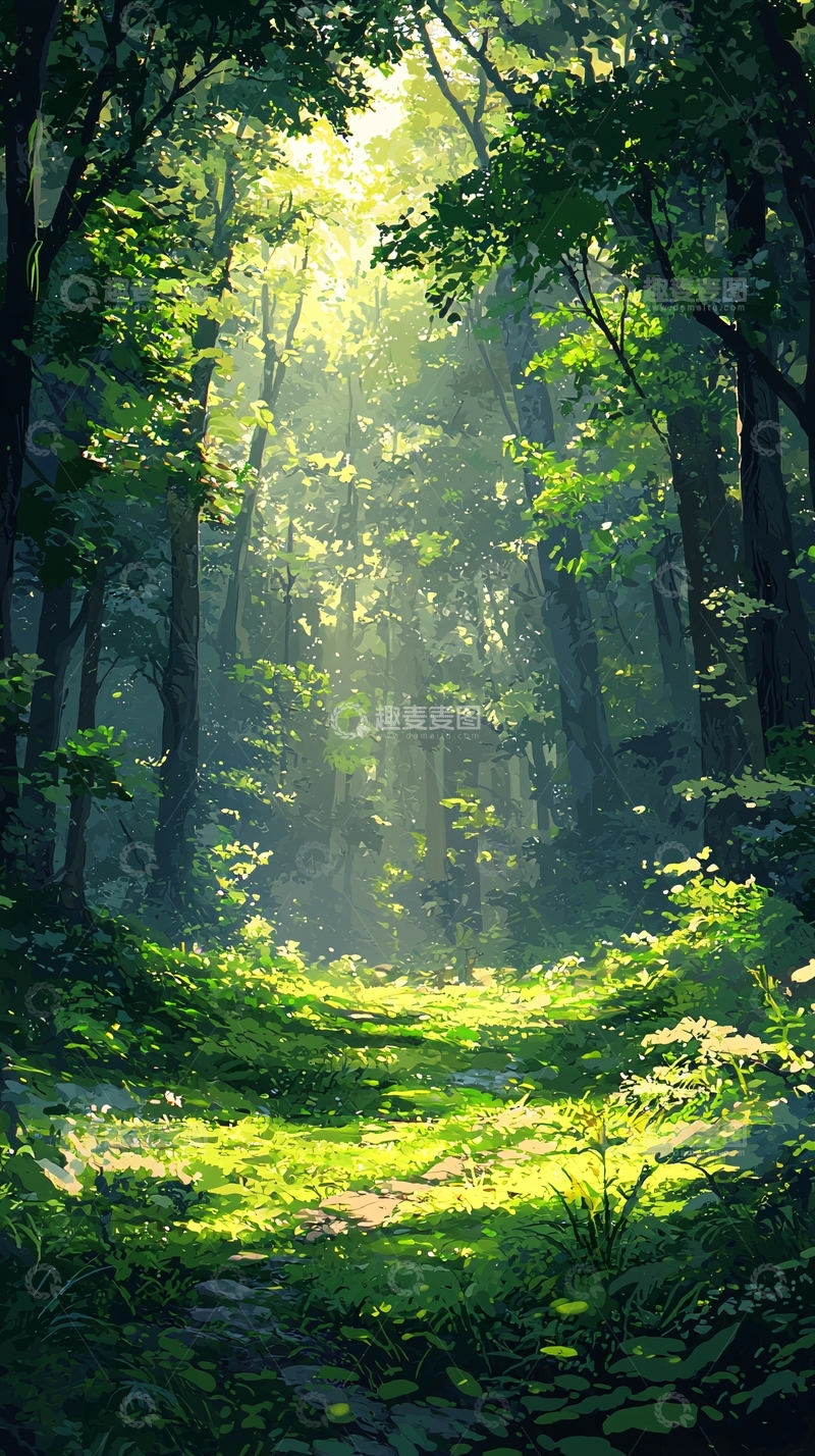 高清大图下载【趣麦麦图】阳光森林小路