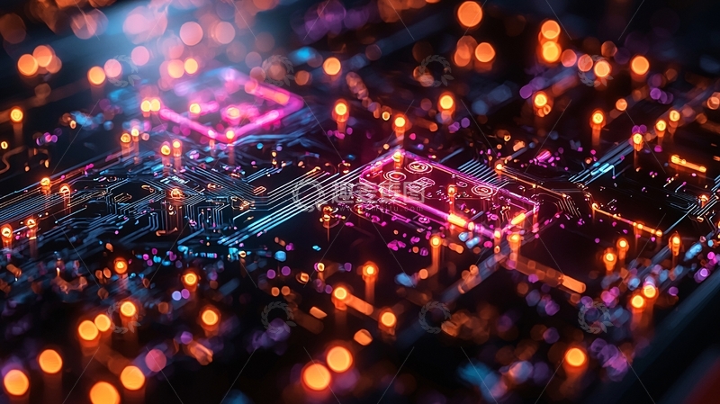 高清大图下载【趣麦麦图】炫彩电路板微观特写