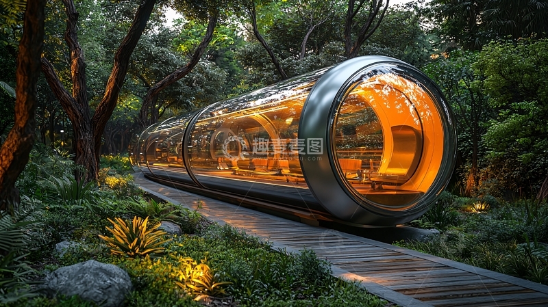 高清大图下载【趣麦麦图】森林玻璃隧道餐厅
