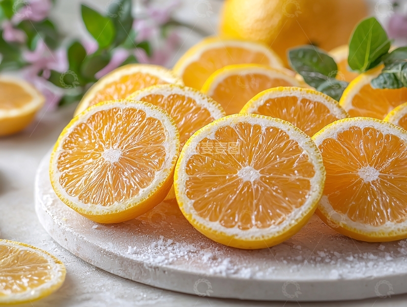 高清大图下载【趣麦麦图】新鲜切片的柠檬堆叠