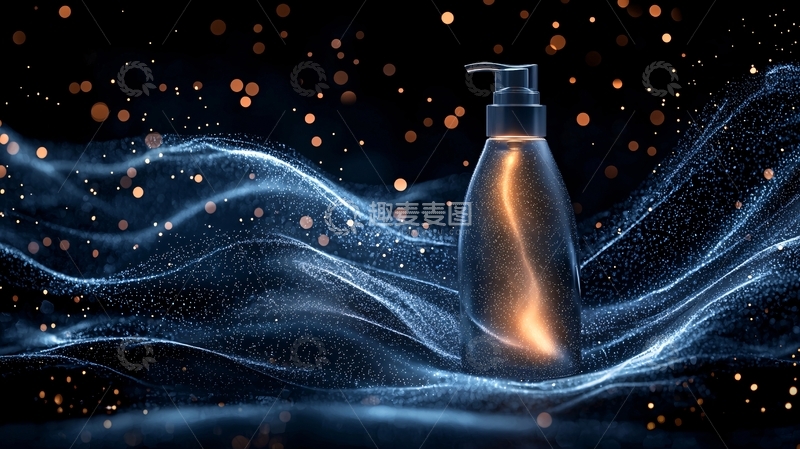 高清大图下载【趣麦麦图】黑色背景中带有光泽的洗护用品