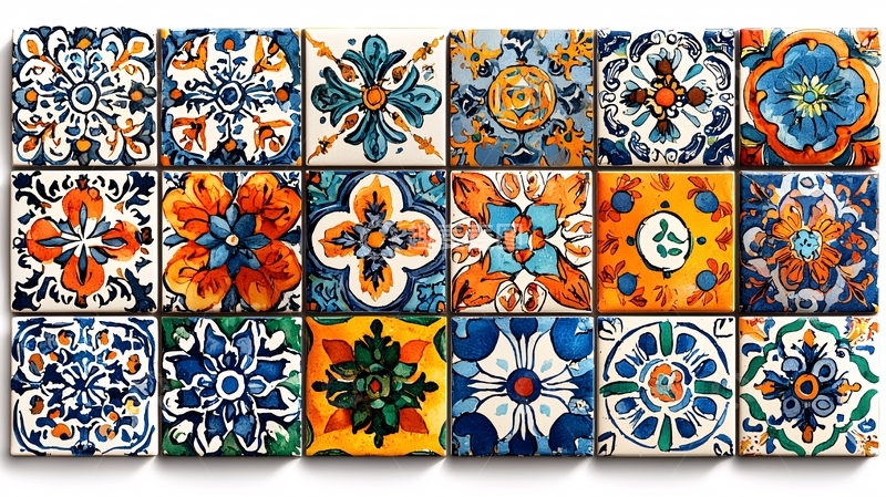 高清大图下载【趣麦麦图】彩色瓷砖拼图