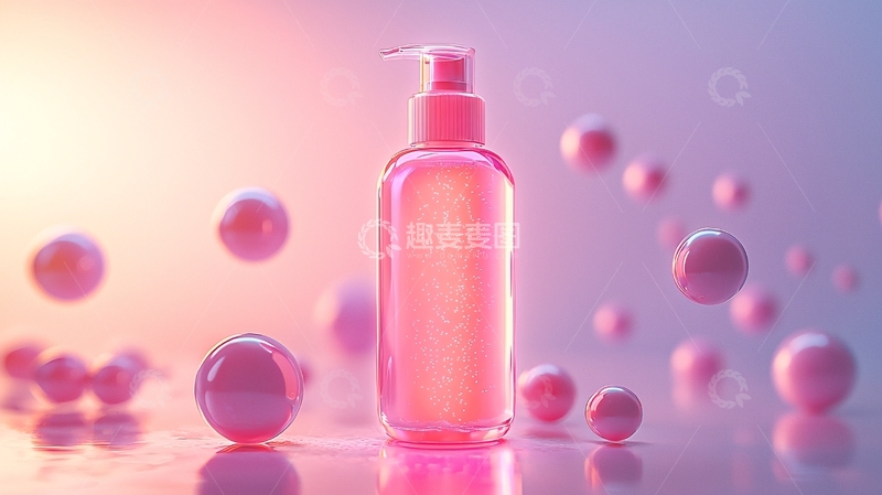 高清大图下载【趣麦麦图】粉色瓶子和悬浮的球体