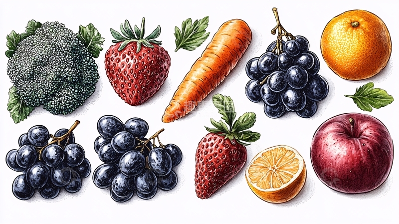 高清大图下载【趣麦麦图】手绘水果蔬菜素材