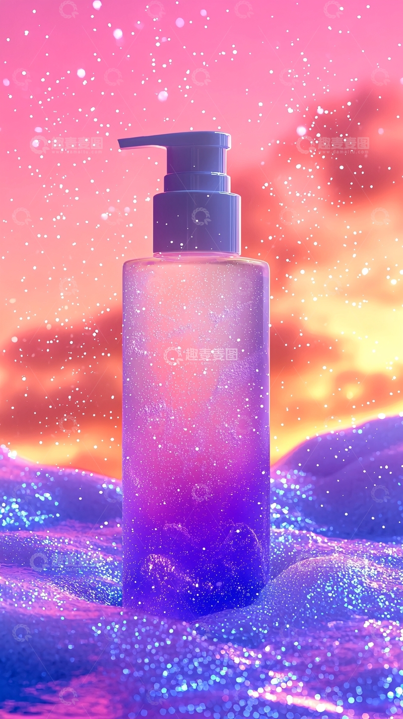 高清大图下载【趣麦麦图】粉紫星空下的护肤品