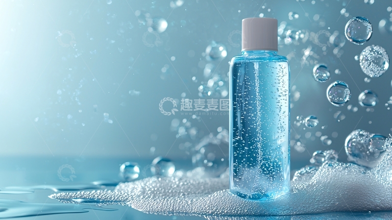 高清大图下载【趣麦麦图】蓝色背景液体瓶