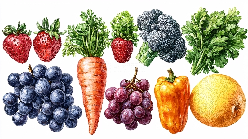 高清大图下载【趣麦麦图】水彩水果蔬菜素材