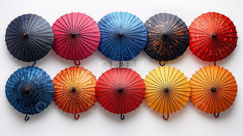高清大图下载【趣麦麦图】彩色日式油纸伞