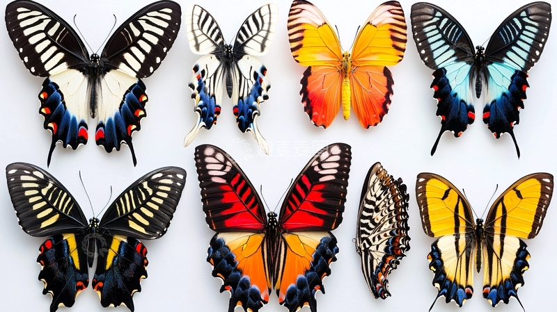 高清大图下载【趣麦麦图】彩色蝴蝶标本