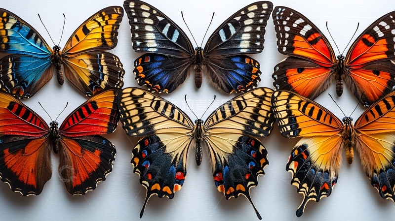 高清大图下载【趣麦麦图】彩色蝴蝶标本