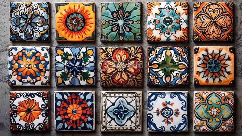 高清大图下载【趣麦麦图】彩色瓷砖拼图