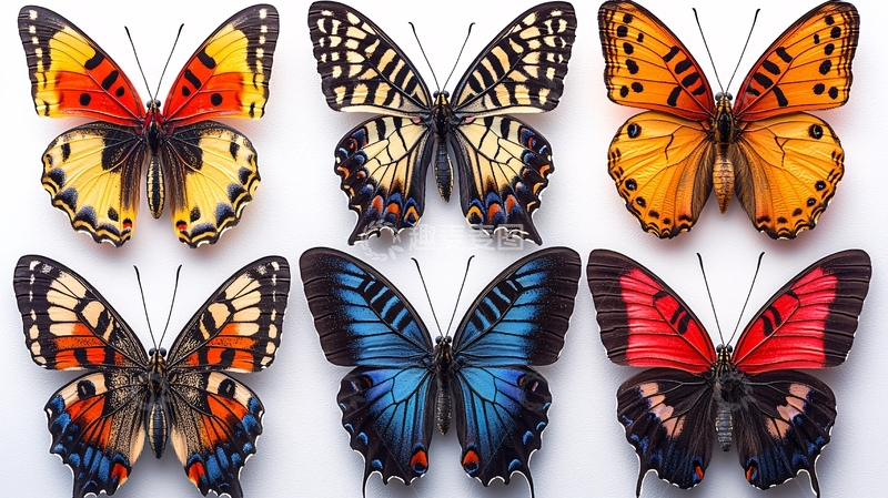 高清大图下载【趣麦麦图】色彩斑斓的蝴蝶标本
