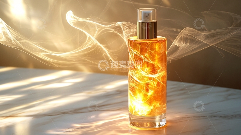 高清大图下载【趣麦麦图】金色火焰香水瓶