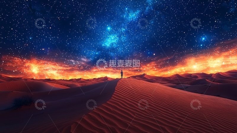 高清大图下载【趣麦麦图】沙漠星空
