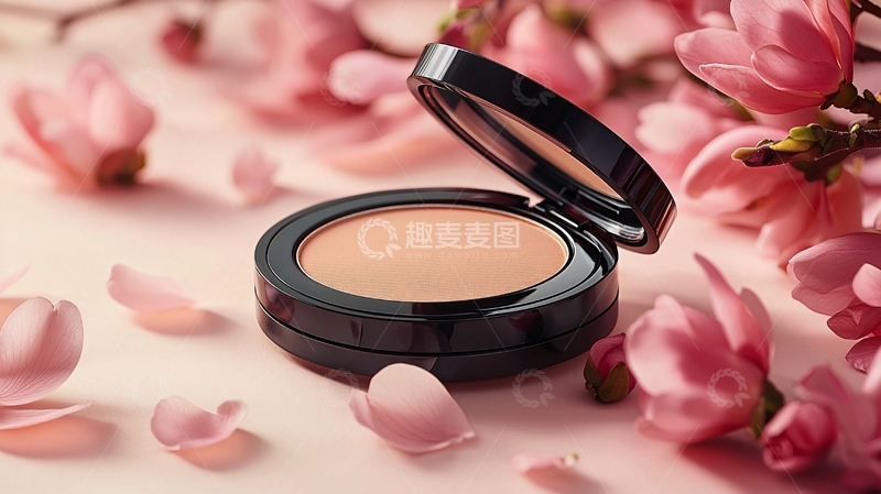 高清大图下载【趣麦麦图】粉饼与粉色花朵