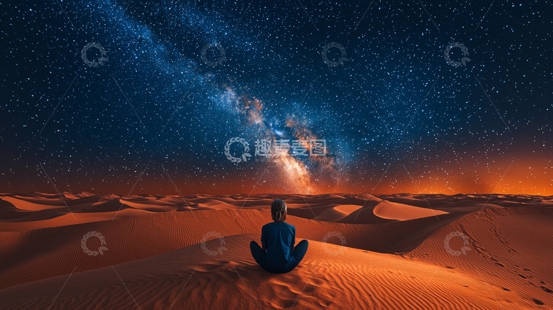 高清大图下载【趣麦麦图】沙漠星空