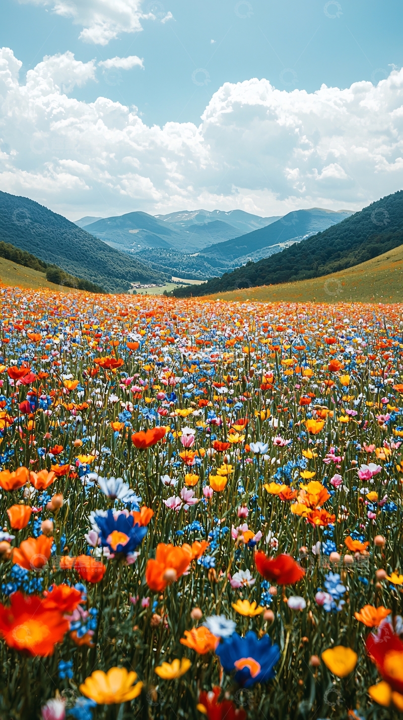 高清大图下载【趣麦麦图】山谷鲜花盛开