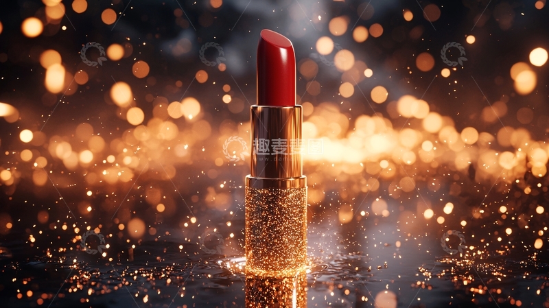 高清大图下载【趣麦麦图】闪耀金光红唇膏