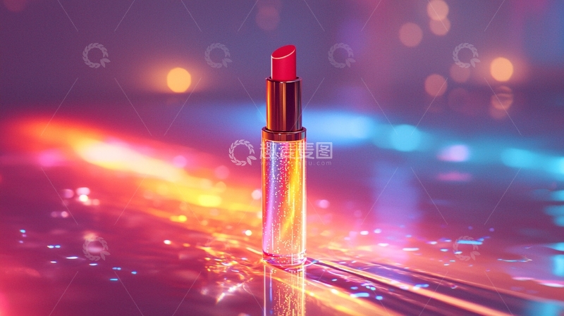 高清大图下载【趣麦麦图】炫彩灯光下口红特写