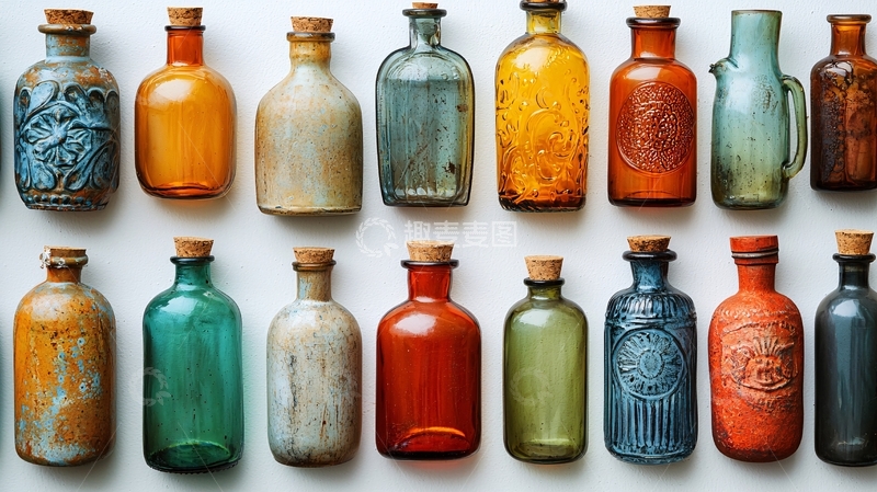 高清大图下载【趣麦麦图】彩色玻璃瓶