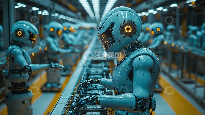 高清大图下载【趣麦麦图】机器人流水线