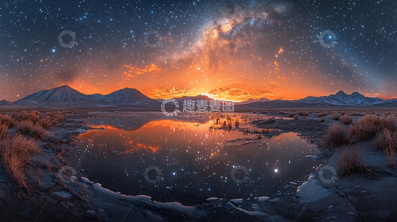 高清大图下载【趣麦麦图】星空倒影湖泊