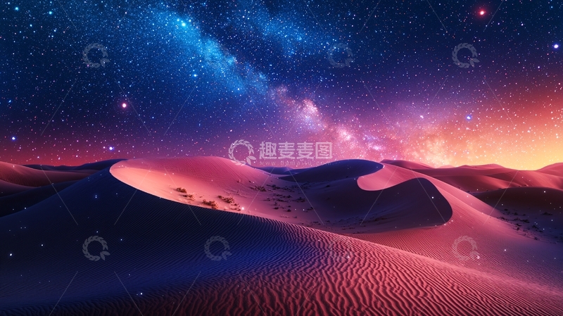 高清大图下载【趣麦麦图】星空下的粉色沙漠