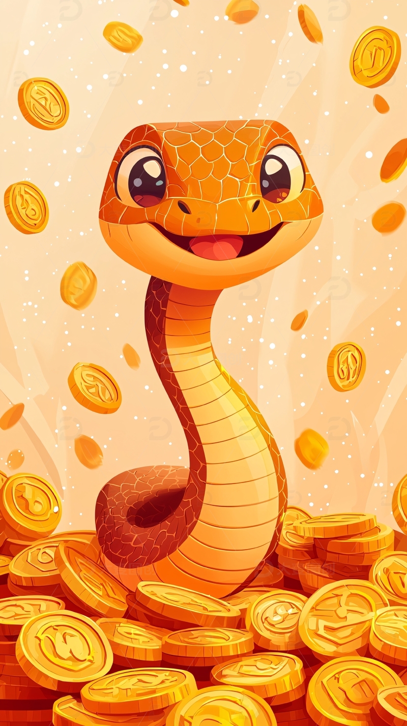 卡通蛇与金币