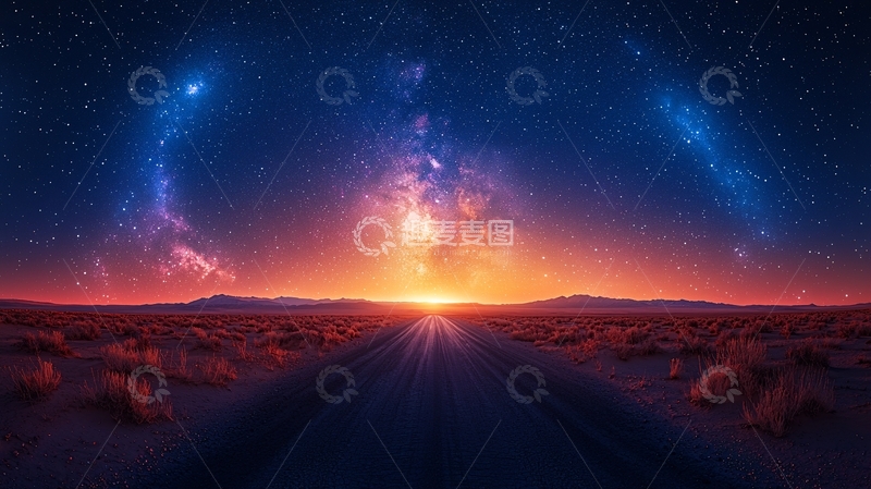 高清大图下载【趣麦麦图】星空下的公路