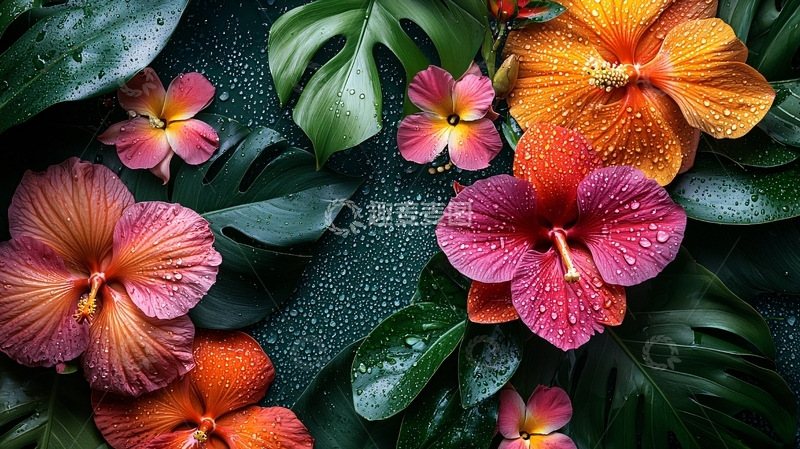 高清大图下载【趣麦麦图】热带花卉背景