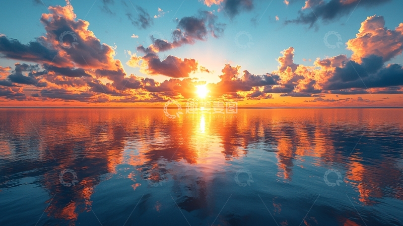 高清大图下载【趣麦麦图】海面日落
