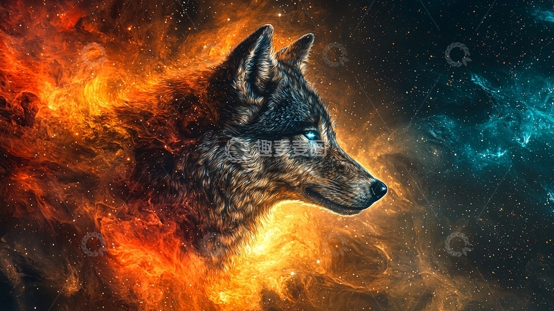 高清大图下载【趣麦麦图】火焰狼头