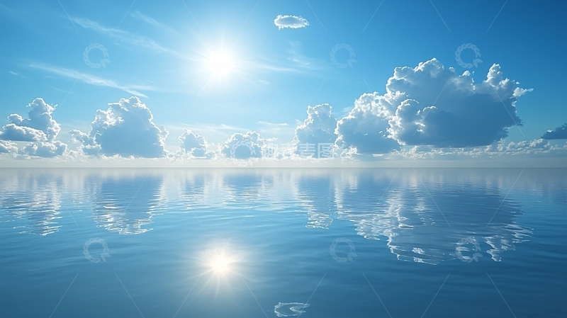 高清大图下载【趣麦麦图】阳光下的平静海面