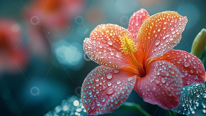 高清大图下载【趣麦麦图】清晨露珠粉色花朵