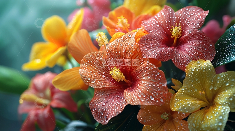 高清大图下载【趣麦麦图】鲜艳欲滴的彩色花朵